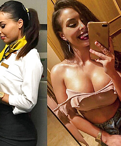 flight attendants dressed and undressed