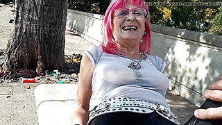 Granny Mary blow job outdoor Porn Video