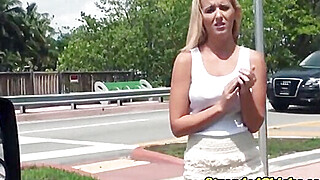 Stranded blonde fucked closeup in dudes car Porn Video